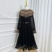Voya 593 Belt Gold Beaded Sequin Shawl Chiffon Pleated Flared Dress_ecoleips.com
