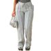 Women's Clothing Casual Sweatpants Drawstring Vertical Striped Straight Sports Pants Women_ecoleips.com