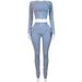 Women's Casual Clothing Set Cotton Thread Washed Distressed Tight Fit For Autumn Winter_ecoleips.com