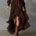 2026 Spring European American Cross-Border Bohemian Style Irregular Dress With Long Sleeves, V-Neck, And Lace Trim_ecoleips.com