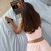 Voya Gentle Pink Patchwork Suspender Paired With Wide Leg Pants Set, European And American Cross-border Summer Comfortable Two-piece Set, Women's Clothing_ecoleips.com
