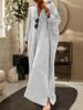 Muslim Dress Women Cotton Linen Striped Cardigan Dress – Oversized Drop Shoulder Open Front Longline Cover-Up (Grey/Black/Blue, S-5XL)_ecoleips.com