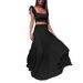 Women's Clothing Sexy Elegant Elastic Lace Solid Color Long Skirt Two Piece Suit_ecoleips.com