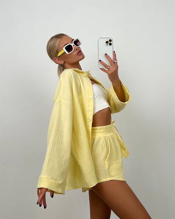 Women's Clothing New Long Sleeved Commuter Shirt Shorts Suit For Women_ecoleips.com