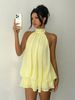 New European And American Style Solid Color Vacation Slim-fit Sexy Backless Halter Neck Waist-cinching Top With Puffy_ecoleips.com