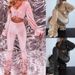 Women's Clothing autumn and winter sexy navel-baring long-sleeved top solid color micro-flared pants two-piece set_ecoleips.com