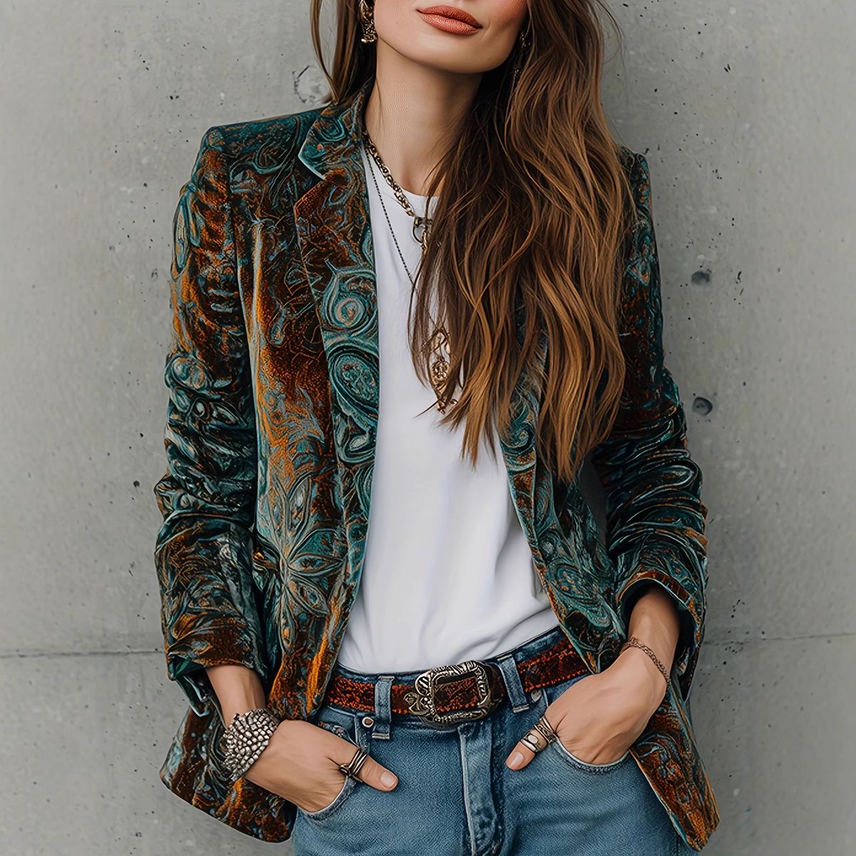 Women's Printed Blazer Jacket – British-Inspired Floral Office Coat With Lining (S-XXL, Long Sleeve Workwear Essential)_ecoleips.com