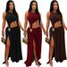 Women's Sexy High-Slit Bodycon Dress – Sleeveless Crop Top & Side Slit Elegant Midi Dress (Black/Burgundy/Brown, S-Xxl)_ecoleips.com