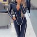 Women's Fashion Striped Embossed Tight And Sexy Bottoming Jumpsuit_ecoleips.com