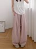 K Wide Leg Pants For Women, Slim Fit, High Waisted, Loose Hanging, Lazy Style Pants_ecoleips.com