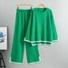 European American Cross-border Best-selling Women's Knitted For Autumn Winter: Long-sleeve, Slit Wide-leg Pants_ecoleips.com