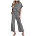 Striped Women's Two Piece Set Short Sleeve Wide Leg Pants Summer Casual Fashion Clothing_ecoleips.com