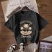 Women's Oversized Brushed Milk Silk Tee Soft Feel round Neck Short Sleeve Top Versatile Street Style Foundation_ecoleips.com