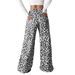 Fashionable Leopard Print Flannel Wide-Leg Pants For Women - Soft Polyester High-Waisted Lounge Trousers With Elastic Waistband_ecoleips.com