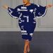 Elegant plus Size Bell Sleeve Dress Printed Slim Fit Wide Sleeve Women's Fashion for Spring And Autumn_ecoleips.com