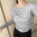 AD882 Spring Relaxed Thin Rolled Edge Slimming Base Shirt 2025 New Simple Solid Color Long Sleeve T-Shirt For Women_ecoleips.com