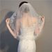 Korean-Style Short Bridal Veil With Double-Layer Ledge – Delicate Lace Wedding Veil For Photography & Ceremonies (Ivory/White)_ecoleips.com