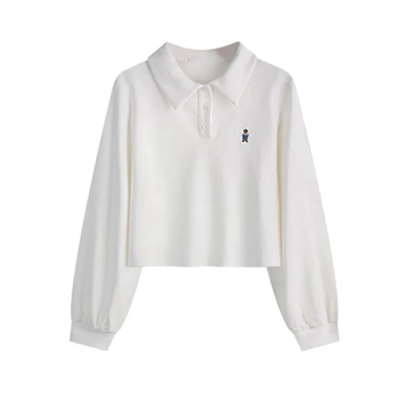 European Style Short Polo Collar Sweatshirt Women, New Thin Loose-fitting Korean Version Early Spring And Autumn,_ecoleips.com