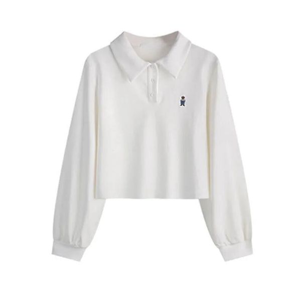 European Style Short Polo Collar Sweatshirt Women, New Thin Loose-fitting Korean Version Early Spring And Autumn,_ecoleips.com