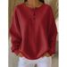 Fashionable Round-Necked Waffle-Patterned Autumn/Winter Solid-Color Loose-Fitting Hoodie_ecoleips.com