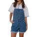 Women's Adjustable Strap Denim Overalls With Rolled Hem - Vintage Washed Blue Casual Jumpsuit For Everyday Wear_ecoleips.com