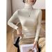 Apricot Semi-Turtleneck Base Shirt Women's Inner Layer With Autumn And Winter Foreign Style Black Long-Sleeved T-Shirt B_ecoleips.com