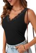 2026 Women Summer V-neck Vest Sleeveless Lace Trim Ribbed Knit Top_ecoleips.com