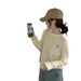 girl Embroidered Cable Knit For Women, Autumn And Winter Korean 2025 New Chic Lazy Style Loose Pullover Long Sleeve Sweater_ecoleips.com