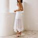 Fashion Hight Waist Irregular Hem White Dress Sexy Strapless Sleeveless Evening Dress Elegant Lace Jacquard Stitching Long Dress_ecoleips.com
