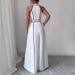Women's Striped Sleeveless V Neck Jumpsuit Black And White Color Block Wide Leg Relaxed Everyday Wear Comfortable Feshion_ecoleips.com