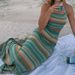 Women's Clothing Knitted Slit Sexy Long Skirt Half Skirt Lace Up Halter Neck Striped Top Two Piece Suit_ecoleips.com