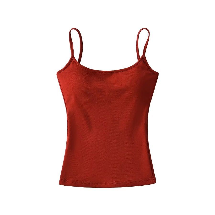 2025 Summer New Slim Fit Sexy Hot Girl Padded Camisole Short Tank Top Wholesale_ecoleips.com