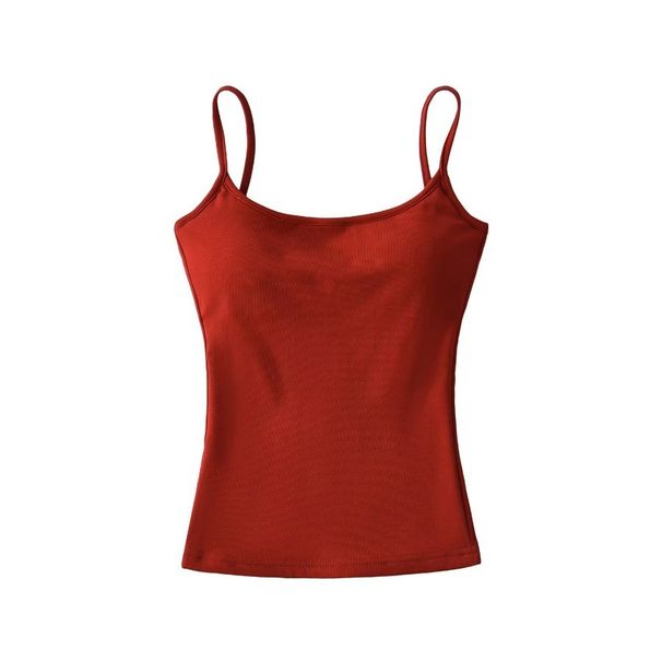 2025 Summer New Slim Fit Sexy Hot Girl Padded Camisole Short Tank Top Wholesale_ecoleips.com