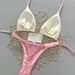 2026 Pink And White Color Block Bikini Tie-Up Swimsuit Girlish Style Alluring Thong Bikini Set for Vacation Regular Size_ecoleips.com