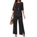 Women's Elegant Fashion Casual Two Piece Suit Irregular Hem Trousers With Button Half Sleeve Shirt Loose Fit 2026_ecoleips.com