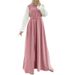 Verve 2025 New Women's Dress Casual Patchwork Long Sleeve Tie Vest Clothing Muslim Robe_ecoleips.com