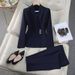 Professional Women's Suit Set - Elegant Long Sleeve Blazer & Trousers For Business Office, Formal Occasions (Black, Navy, Gray)_ecoleips.com