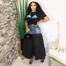Women’s Clothing new fashion personality stitching contrast color T shirt denim skirt suit two piece suit for women_ecoleips.com