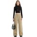 American Patchwork Design Jeans For Women's Spring New Style Khaki Loose Wide Straight Leg Pants_ecoleips.com