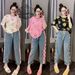 Women's Smiley Face Print Outfit - Oversized T-Shirt & Wide Leg Pants Lounge Set For Summer_ecoleips.com