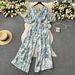 European And American Style Women's Vacation Jumpsuit Long Youthful Puff Sleeves Elastic Waist Slimming Wide Legs_ecoleips.com