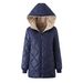 Women's Quilted Puffer Jacket – Winter Long Sleeve Coat With Diamond Stitch Design, Loose Fit Polyester Outerwear For Casual & Streetwear Fashion_ecoleips.com