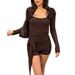 DiYun European American Sports Style Long Sleeve T-shirt And Shorts Women's Two-Piece Set 2025 Autumn/Winter_ecoleips.com