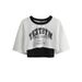 American Retro Trend Letter Printing Two-piece Short-sleeved T-shirt, Spice Girl Jazz Dance Loose Outer Blouse Women_ecoleips.com
