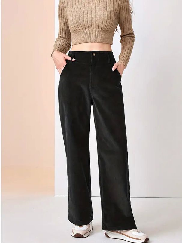 K New Style Of Slim And High Waisted Casual Straight Leg Pants For Women With A Sense Of Sagging_ecoleips.com