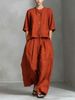 Women’s Casual Linen Shirt & Pants Set – Breathable Cotton Two-Piece Outfit For Spring & Summer_ecoleips.com
