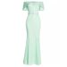 Plus Size Off-Shoulder Mesh Office Dress With High Slit – Elegant & Flirty Workwear For Women_ecoleips.com