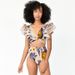 Women's Ethnic Print Ruffled Bikini Set - Stylish Two-Piece Swimsuit With Split Design_ecoleips.com