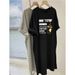 Short-sleeved Dress Pregnant Women Summer Retro European And American Cartoon Printed Loose Round Neck Dress_ecoleips.com