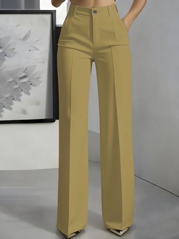 New Women's High-Waisted Straight Leg Suit Pants American Style Simple Design_ecoleips.com